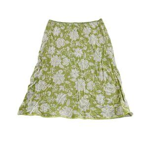 Wet Seal Womens Floral Green & White Midi Skirt Size Medium Y2k Pull On